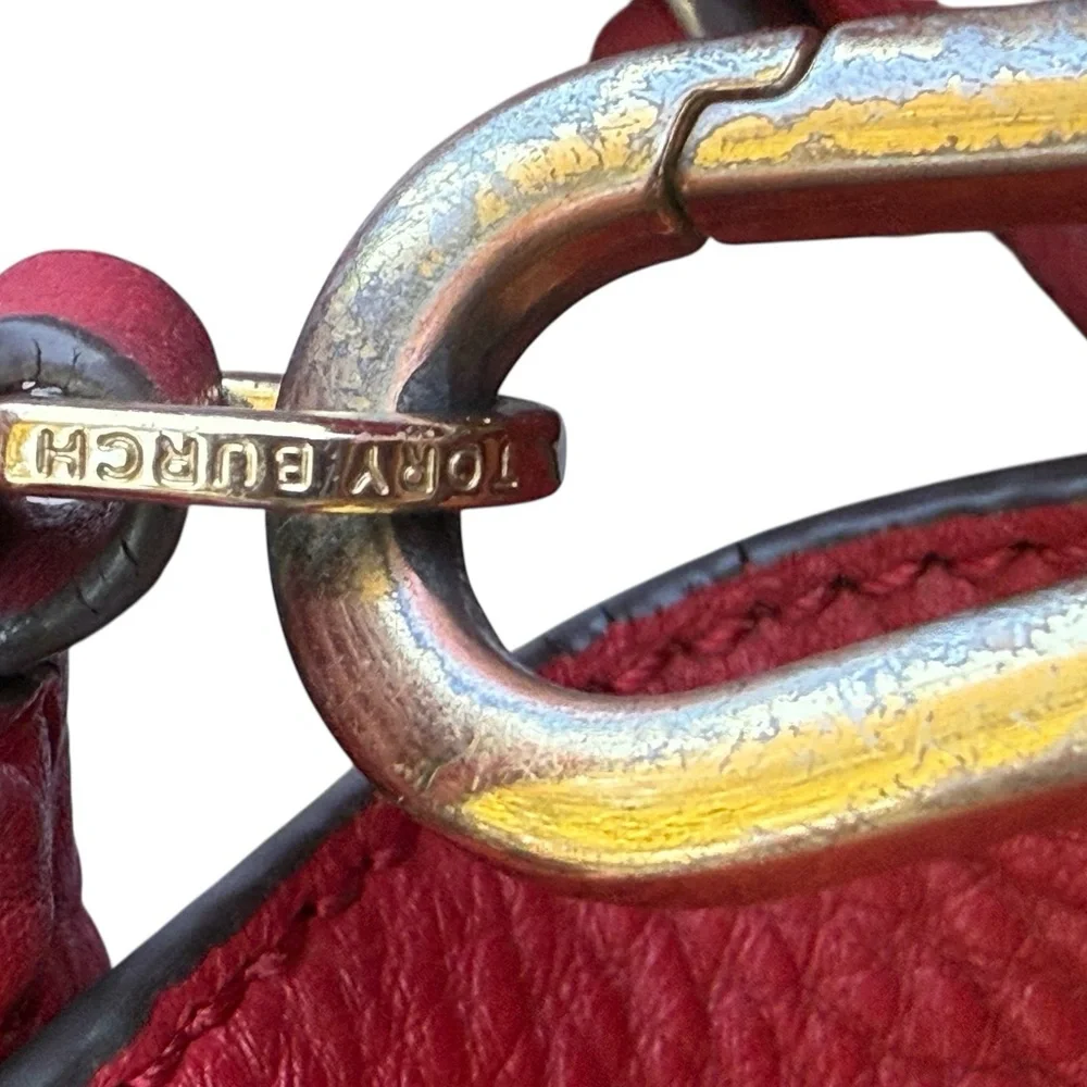 Tory Burch Crossbody Bag Purse Vibrant Red Satchel - Picture 6 of 8